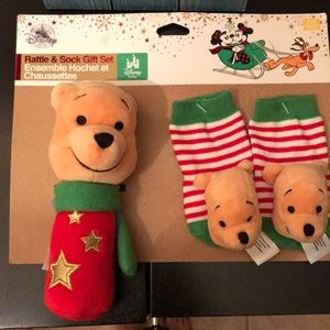 Christmas Winnie the Pooh rattle and socks